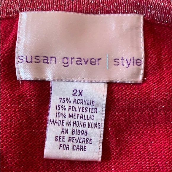 Susan Graver Fuchsia Berry Pink Metallic Knit Top - Picture 7 of 8